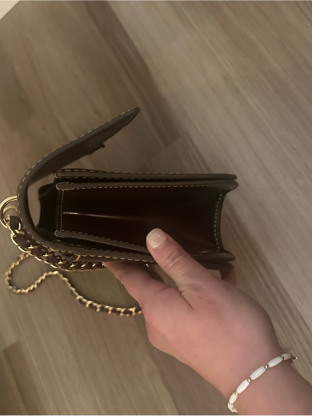 Tory Burch Dark Brown Leather Crossbody with Gold Chain - Picture 5 of 7